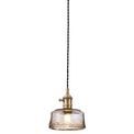 Marion Switched Pendant 1.5m, 1 x E27, Antique Brass / Black Twisted Cable / Brown Bowl Glass additional 2