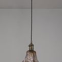 Marion Switched Pendant 1.5m, 1 x E27, Antique Brass / Black Twisted Cable / Brown Flower Glass additional 2