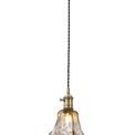 Marion Switched Pendant 1.5m, 1 x E27, Antique Brass / Black Twisted Cable / Brown Flower Glass additional 3