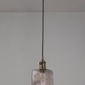 Marion Switched Pendant 1.5m, 1 x E27, Antique Brass / Black Twisted Cable / Brown Square Glass additional 2