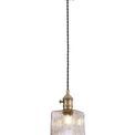 Marion Switched Pendant 1.5m, 1 x E27, Antique Brass / Black Twisted Cable / Brown Square Glass additional 3