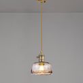 Marion Switched Pendant 1.5m, 1 x E27, Antique Brass / Golden Brown Braided Cable / Brown Bowl Glass additional 1