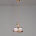 Marion Switched Pendant 1.5m, 1 x E27, Antique Brass / Golden Brown Braided Cable / Brown Bowl Glass additional 2