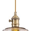 Marion Switched Pendant 1.5m, 1 x E27, Antique Brass / Golden Brown Braided Cable / Brown Bowl Glass additional 6