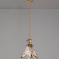 Marion Switched Pendant 1.5m, 1 x E27, Antique Brass / Golden Brown Braided Cable / Brown Flower Glass additional 2