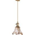 Marion Switched Pendant 1.5m, 1 x E27, Antique Brass / Golden Brown Braided Cable / Brown Flower Glass additional 4