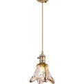 Marion Switched Pendant 1.5m, 1 x E27, Antique Brass / Golden Brown Braided Cable / Brown Flower Glass additional 3