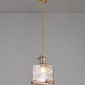 Marion Switched Pendant 1.5m, 1 x E27, Antique Brass / Golden Brown Braided Cable / Brown Square Glass additional 1
