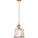 Marion Switched Pendant 1.5m, 1 x E27, Antique Brass / Golden Brown Braided Cable / Brown Square Glass additional 3