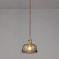 Marion Switched Pendant 1.5m, 1 x E27, Brass / Pale Gold Twisted Cable / Brown Bowl Glass additional 1
