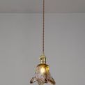 Marion Switched Pendant 1.5m, 1 x E27, Brass / Pale Gold Twisted Cable / Brown Flower Glass additional 1