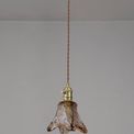 Marion Switched Pendant 1.5m, 1 x E27, Brass / Pale Gold Twisted Cable / Brown Flower Glass additional 2