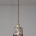 Marion Switched Pendant 1.5m, 1 x E27, Brass / Pale Gold Twisted Cable / Brown Square Glass additional 2