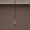 Marion Switched Pendant Light Kit 1.5m, 1 x E27, Antique Brass / Black Twisted Cable additional 1
