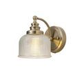 Shelby Switched 1 Light E27 Antique Brass / Prismatic Glass Wall Lamp additional 3