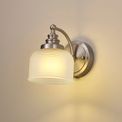 Shelby Switched Wall Lamp 1 Light E27 Satin Nickel / Frosted Glass additional 1