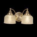 Shelby Switched 2 Light E27 Antique Brass / Prismatic Glass Wall Lamp additional 8