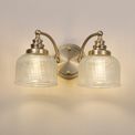 Shelby Switched 2 Light E27 Antique Brass / Prismatic Glass Wall Lamp additional 1