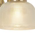 Shelby Switched 2 Light E27 Antique Brass / Prismatic Glass Wall Lamp additional 5