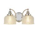 Shelby Switched Wall Lamp 2 Light E27 Polished Nickel / Prismatic Glass additional 3
