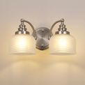 Shelby 2 Light E27 Satin Nickel / Frosted Glass Switched Wall Lamp additional 1