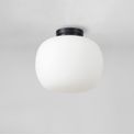 Shell Medium Oval Ball Flush Fitting 1 Light E27 Matt Black Base With Frosted White Glass Globe additional 2