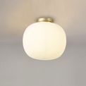 Shell Medium Oval Ball Flush Fitting 1 Light E27 Satin Gold Base With Frosted White Glass Globe additional 1