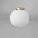 Shell Medium Oval Ball Flush Fitting 1 Light E27 Satin Gold Base With Frosted White Glass Globe additional 2