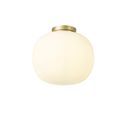Shell Medium Oval Ball Flush Fitting 1 Light E27 Satin Gold Base With Frosted White Glass Globe additional 3