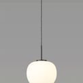 Shell Medium Oval Ball Pendant 1 Light E27 Matt Black Suspension With Frosted White Glass Globe additional 1
