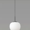 Shell Medium Oval Ball Pendant 1 Light E27 Matt Black Suspension With Frosted White Glass Globe additional 2