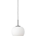 Shell Medium Oval Ball Pendant 1 Light E27 Matt Black Suspension With Frosted White Glass Globe additional 4