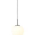 Shell Medium Oval Ball Pendant 1 Light E27 Matt Black Suspension With Frosted White Glass Globe additional 3