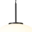 Shell Medium Oval Ball Pendant 1 Light E27 Matt Black Suspension With Frosted White Glass Globe additional 7
