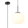 Shell Medium Oval Ball Pendant 1 Light E27 Matt Black Suspension With Frosted White Glass Globe additional 5