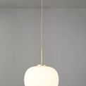 Shell Medium Oval Ball Pendant 1 Light E27 Satin Gold Suspension With Frosted White Glass Globe additional 1