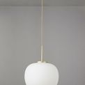 Shell Medium Oval Ball Pendant 1 Light E27 Satin Gold Suspension With Frosted White Glass Globe additional 2