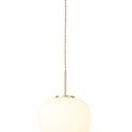 Shell Medium Oval Ball Pendant 1 Light E27 Satin Gold Suspension With Frosted White Glass Globe additional 3