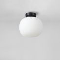 Shell Small Oval Ball Flush Fitting 1 Light E27 Matt Black Base With Frosted White Glass Globe additional 2