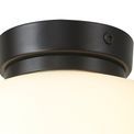 Shell Small Oval Ball Flush Fitting 1 Light E27 Matt Black Base With Frosted White Glass Globe additional 5