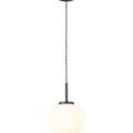 Shell Small Oval Ball Pendant 1 Light E27 Matt Black Suspension With Frosted White Glass Globe additional 3