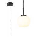 Shell Small Oval Ball Pendant 1 Light E27 Matt Black Suspension With Frosted White Glass Globe additional 5