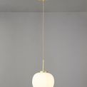 Shell Small Oval Ball Pendant 1 Light E27 Satin Gold Suspension With Frosted White Glass Globe additional 1
