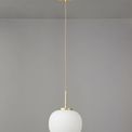 Shell Small Oval Ball Pendant 1 Light E27 Satin Gold Suspension With Frosted White Glass Globe additional 2
