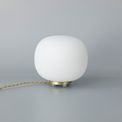 Shell Small Oval Ball Table Lamp 1 Light E27 Satin Gold Base With Frosted White Glass Globe additional 2