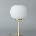 Shell Small Oval Ball Tall Table Lamp 1 Light, E27 Satin Gold Base, With Frosted White Glass Globe additional 2