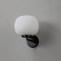 Shell Small Oval Ball Wall Light 1 Light E27 Matt Black Base With Frosted White Glass Globe additional 2