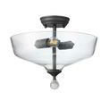 Talusia 2 Light Semi Flush Ceiling E27 With Flat Round 38cm Glass Shade Graphite/Clear additional 1