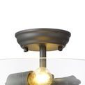 Talusia 2 Light Semi Flush Ceiling E27 With Flat Round 38cm Glass Shade Graphite/Clear additional 5