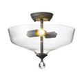 Talusia 2 Light Semi Flush Ceiling E27 With Flat Round 38cm Glass Shade Graphite/Clear additional 7